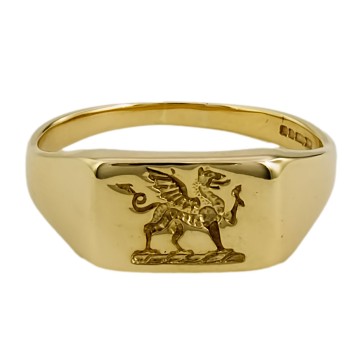 9ct gold Welsh Dragon Signet Ring size V